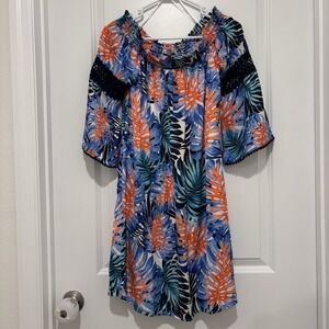 Jennifer Lopez JLO‎ Paradise 3/4 Bell Sleeves Elastic Shoulder Dress Size Small